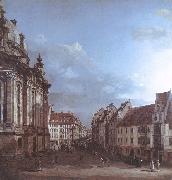 BELLOTTO, Bernardo Dresden, the Frauenkirche and the Rampische Gasse oil on canvas